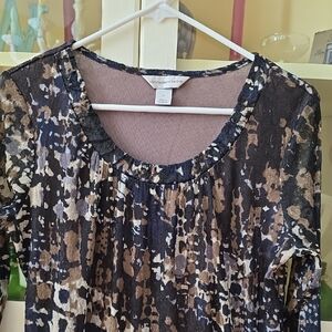Christopher & Banks Scoop Neck Top - Black, Brown, Cream